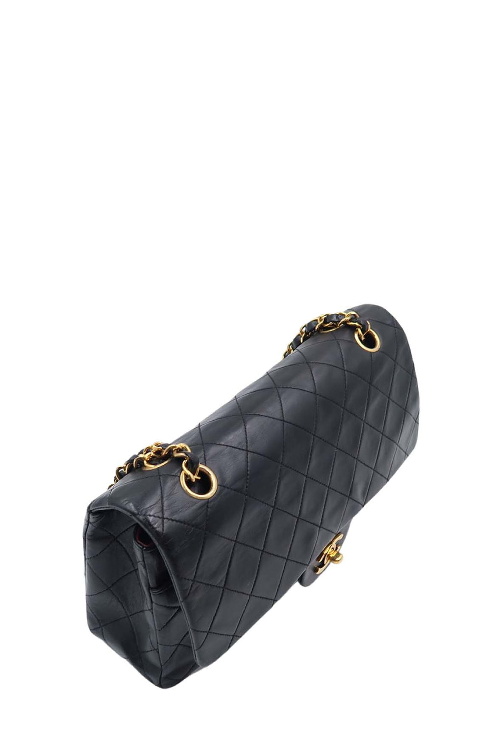 Vintage Quilted Lambskin Medium Classic Flap Bag Black with Gold Hardware Black