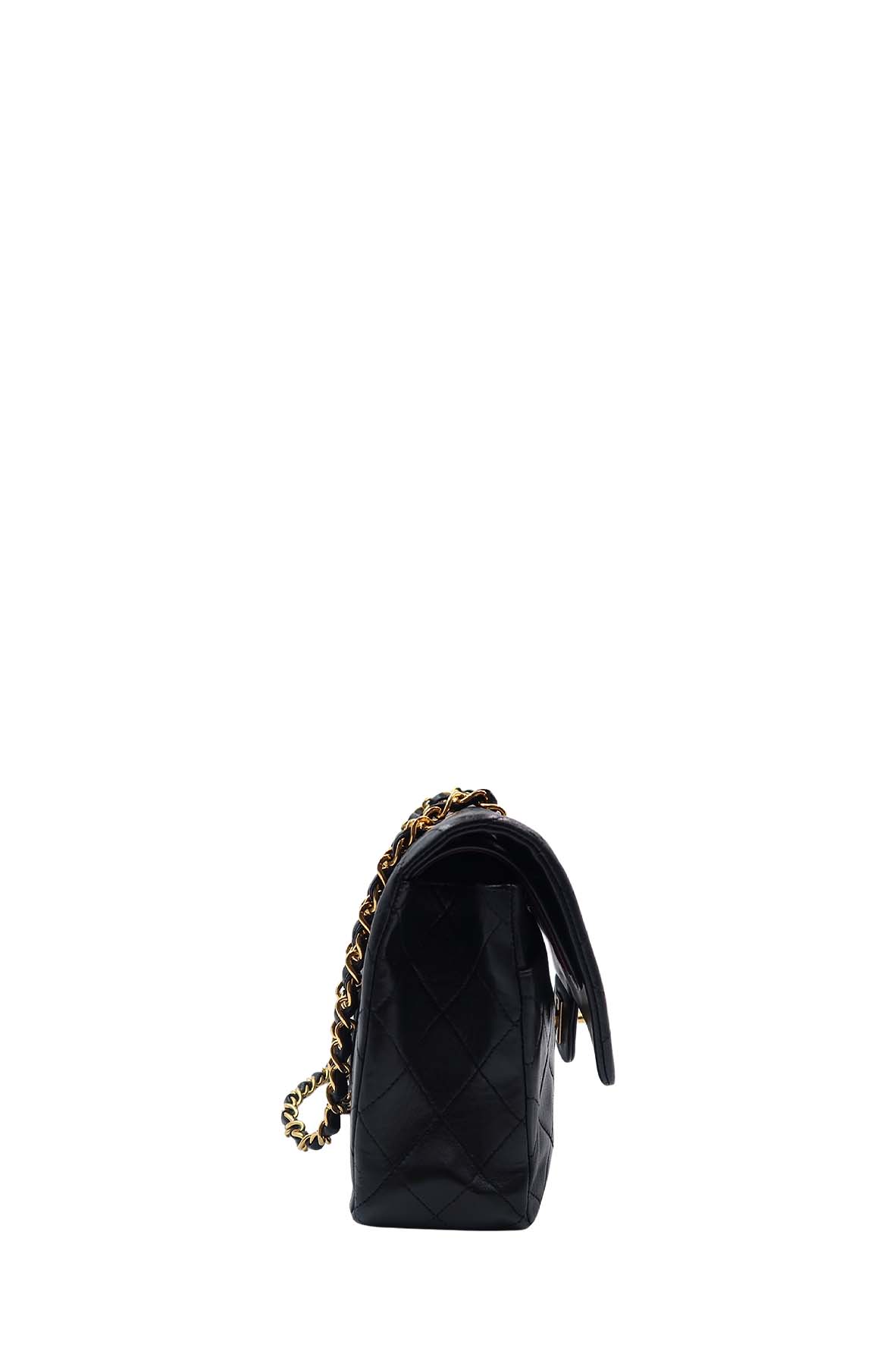 Vintage Quilted Lambskin Medium Classic Flap Bag Black with Gold Hardware Black