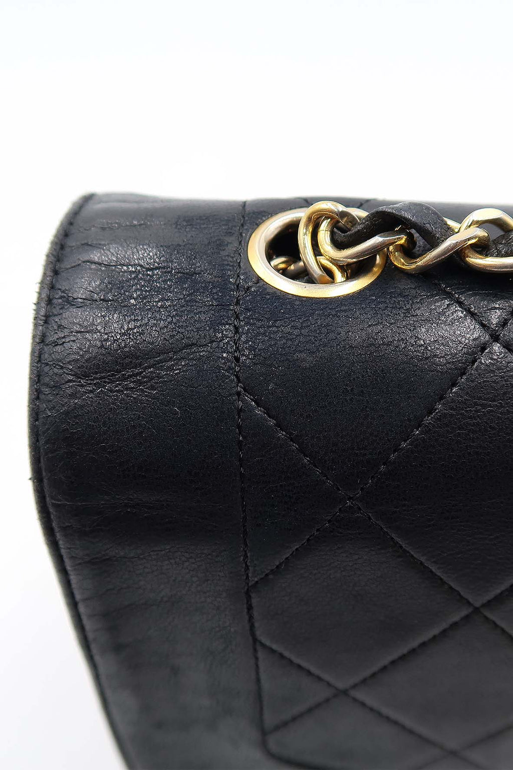 Vintage Quilted Lambskin Medium Diana Flap Bag with Gold Hardware Black