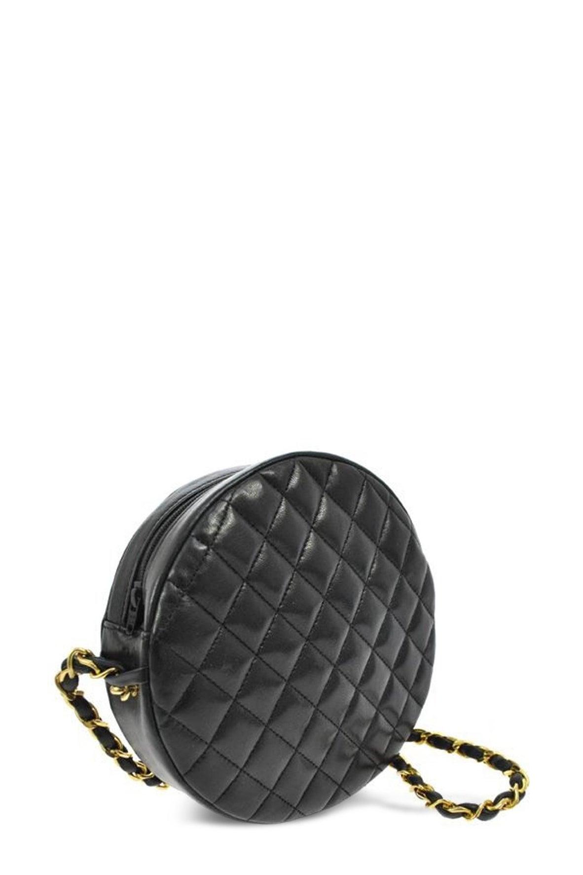 Vintage Quilted Lambskin Round CC Black