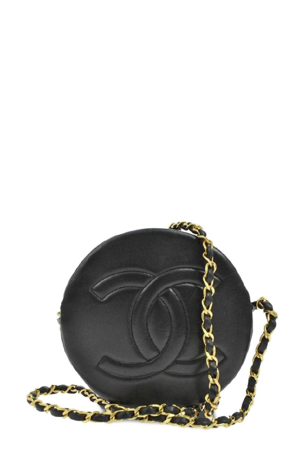 Vintage Quilted Lambskin Round CC Black
