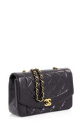 Vintage Quilted Lambskin Small Diana Flap with Gold Hardware