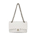 Pre owned Chanel optic white caviar leather double flap closure designer bag