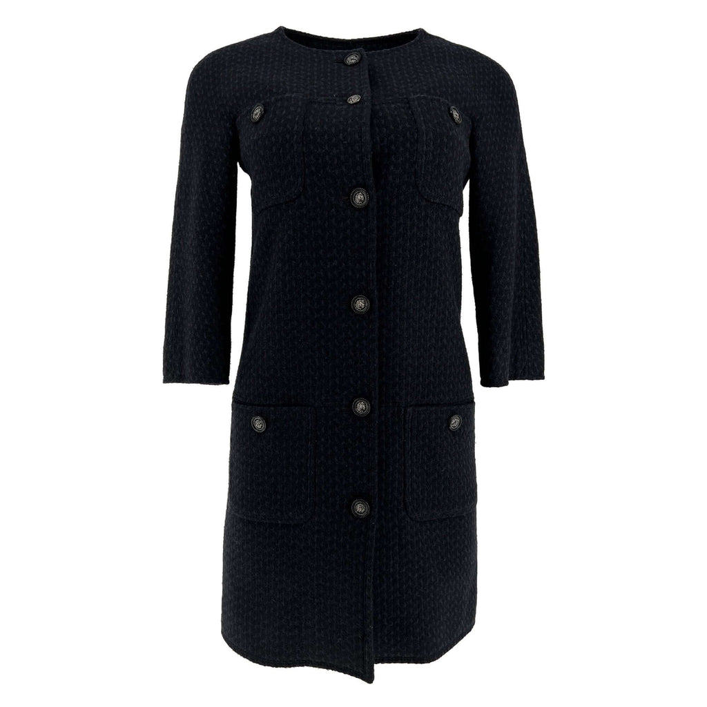 Pre owned Chanel wool navy and black designer coat/dress