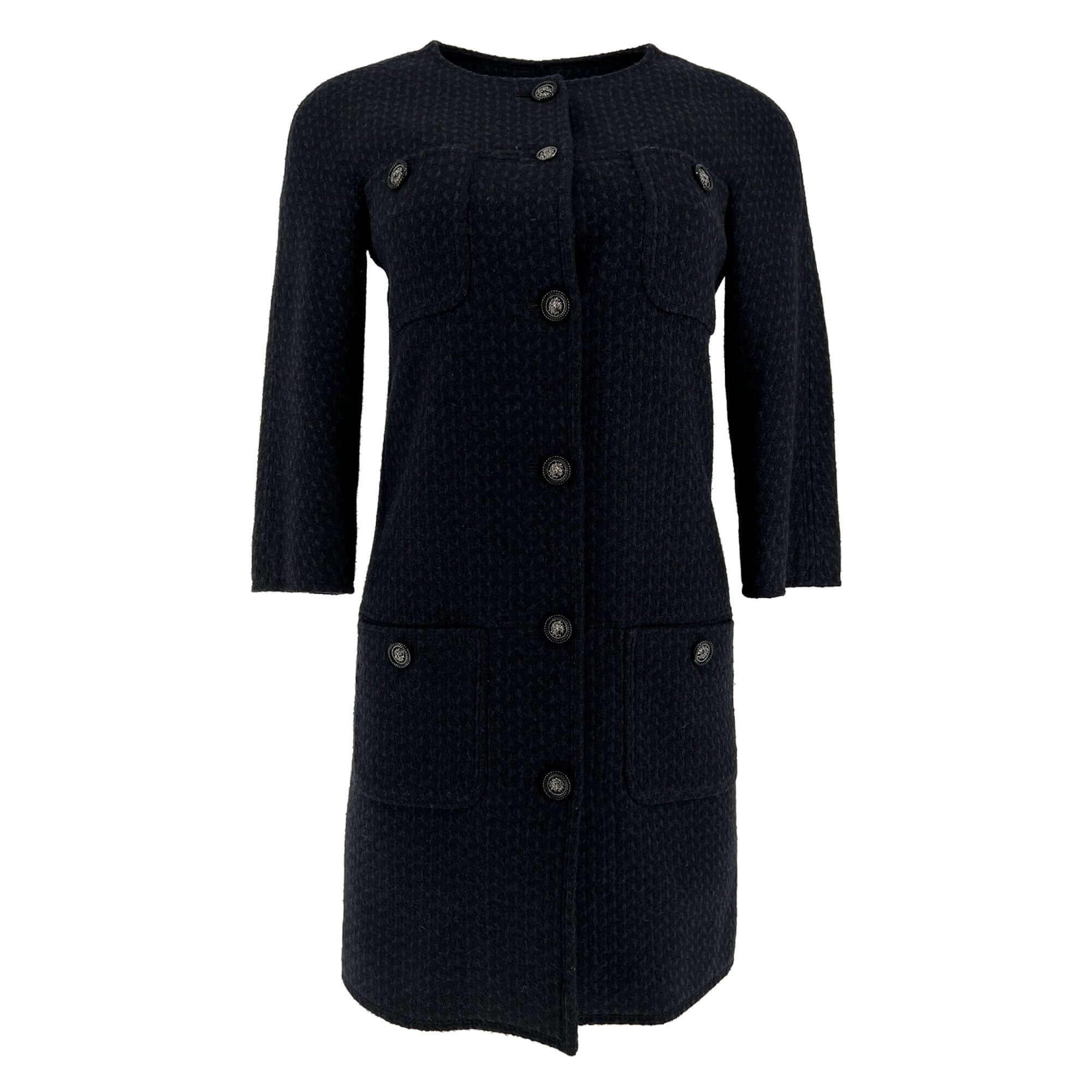 Pre owned Chanel wool navy and black designer coat/dress