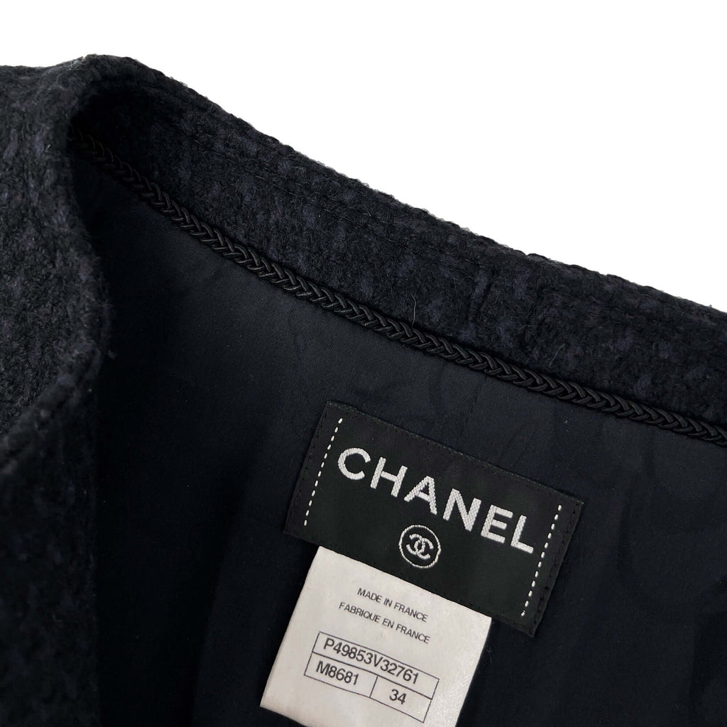 Pre owned Chanel wool navy and black designer coat/dress