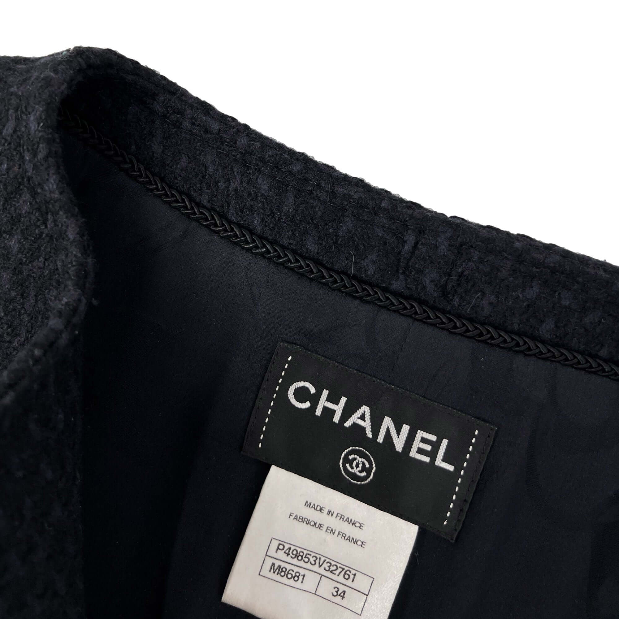 Pre owned Chanel wool navy and black designer coat/dress