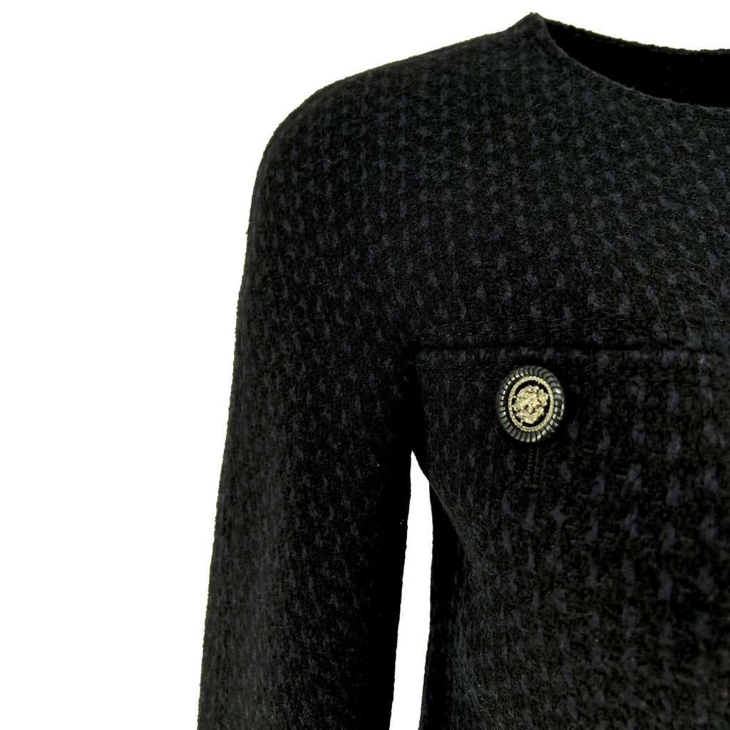 Pre owned Chanel wool navy and black designer coat/dress