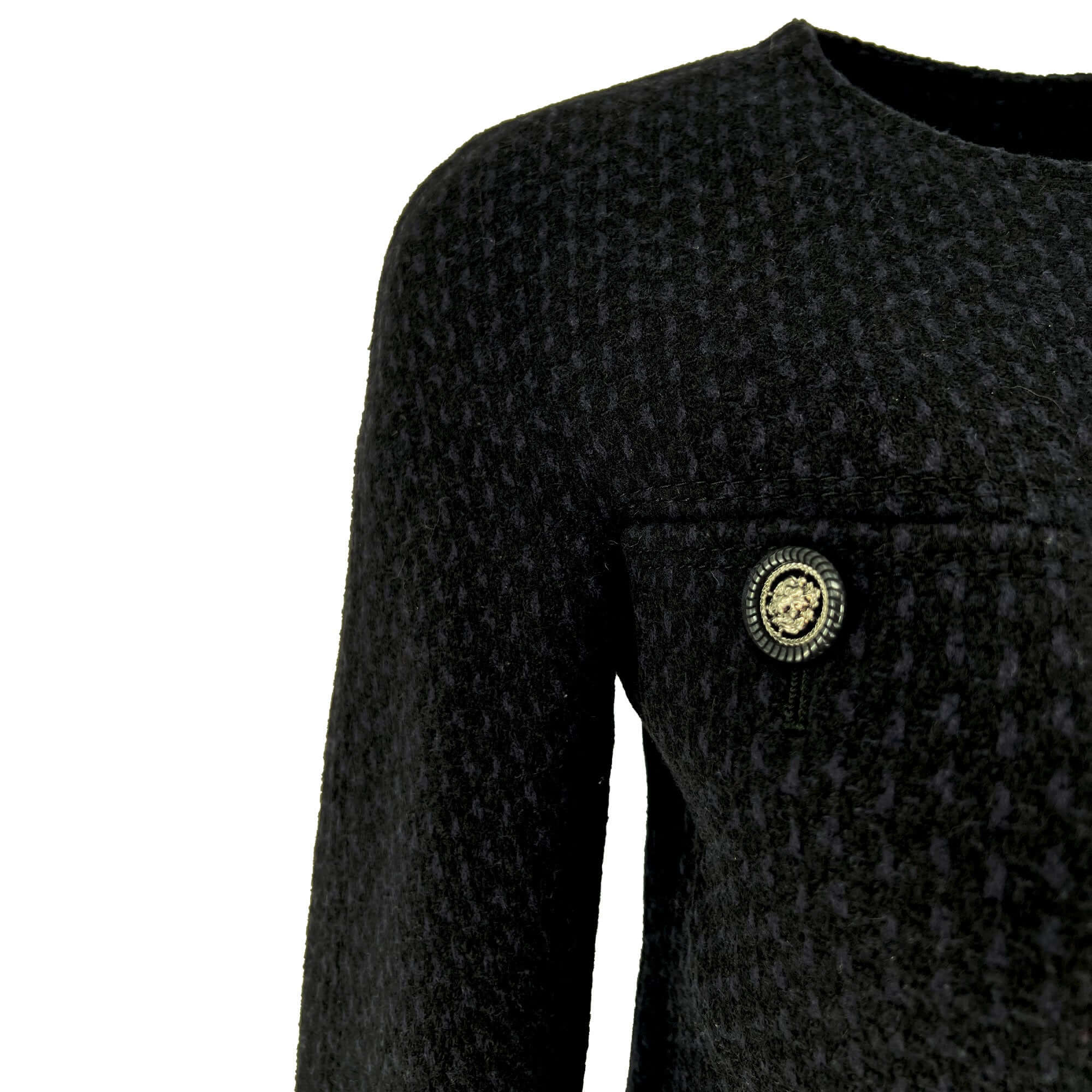 Pre owned Chanel wool navy and black designer coat/dress