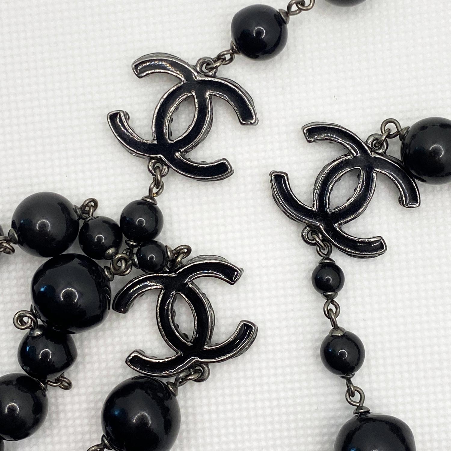 Chanel Black Bead Long Necklace
