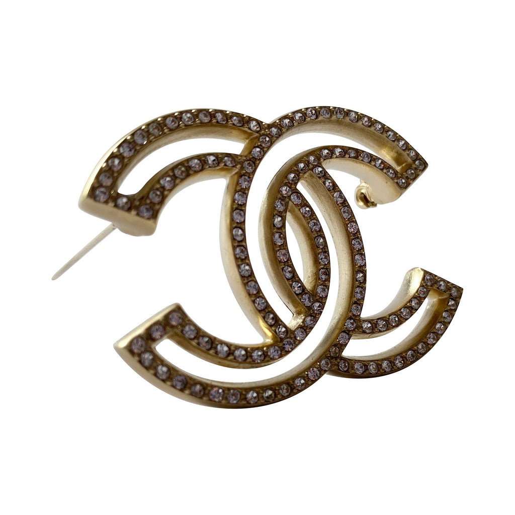 Chanel CC Logo Strass Pin Brooch