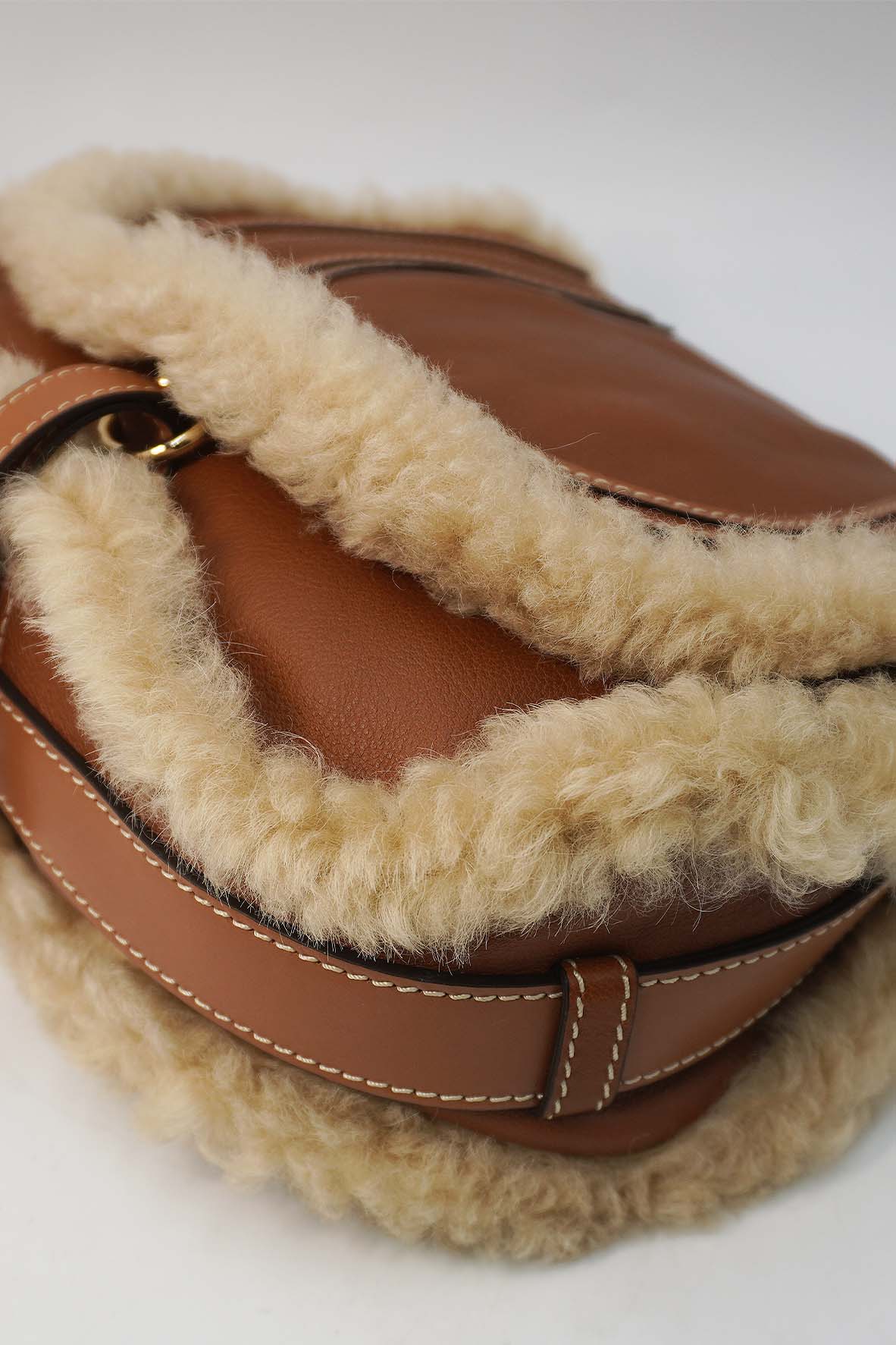 Small Marcie Shearling Bag Brown