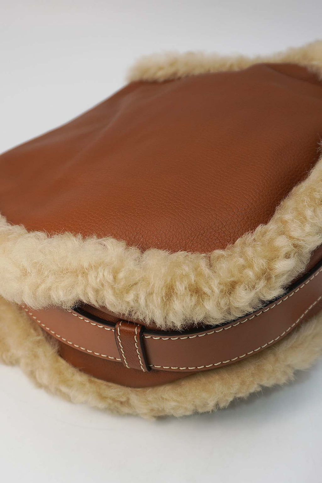Small Marcie Shearling Bag Brown