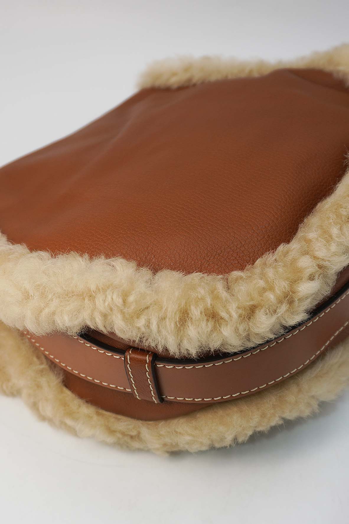 Small Marcie Shearling Bag Brown