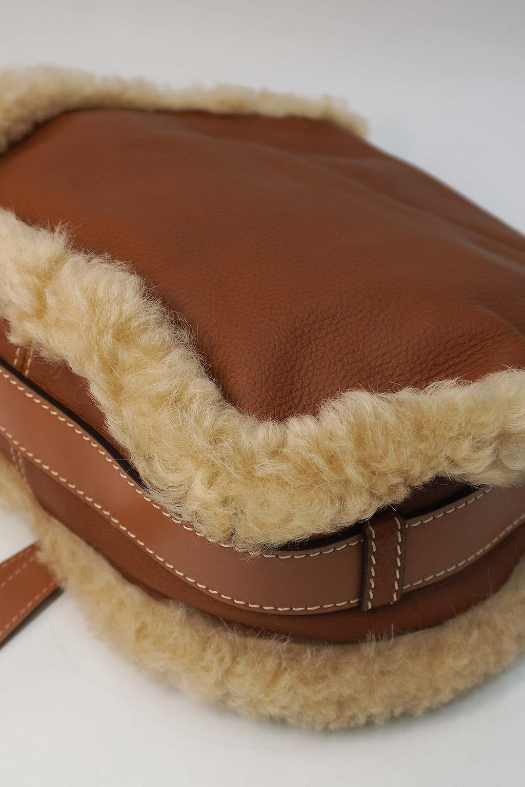 Small Marcie Shearling Bag Brown