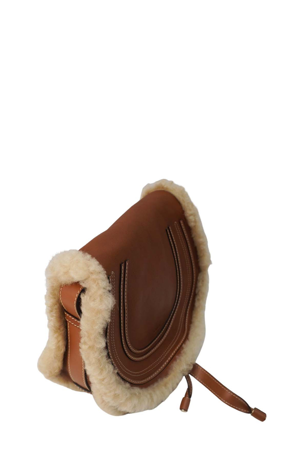 Small Marcie Shearling Bag Brown
