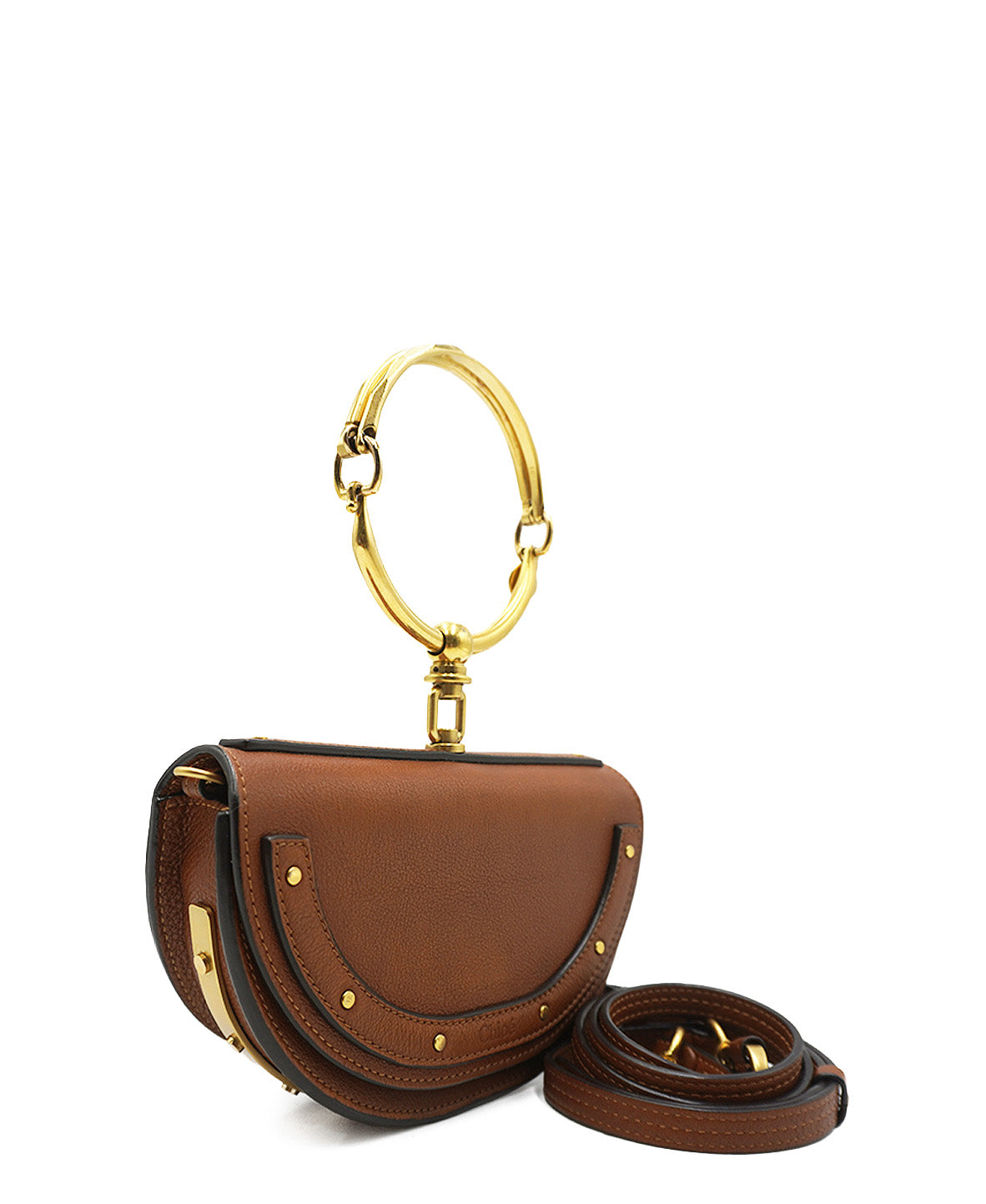 Small Nile Minaudiere Bracelet Bag Caramel