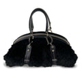 Christian Dior Black Diorissimo Fur and Leather Frame satchel