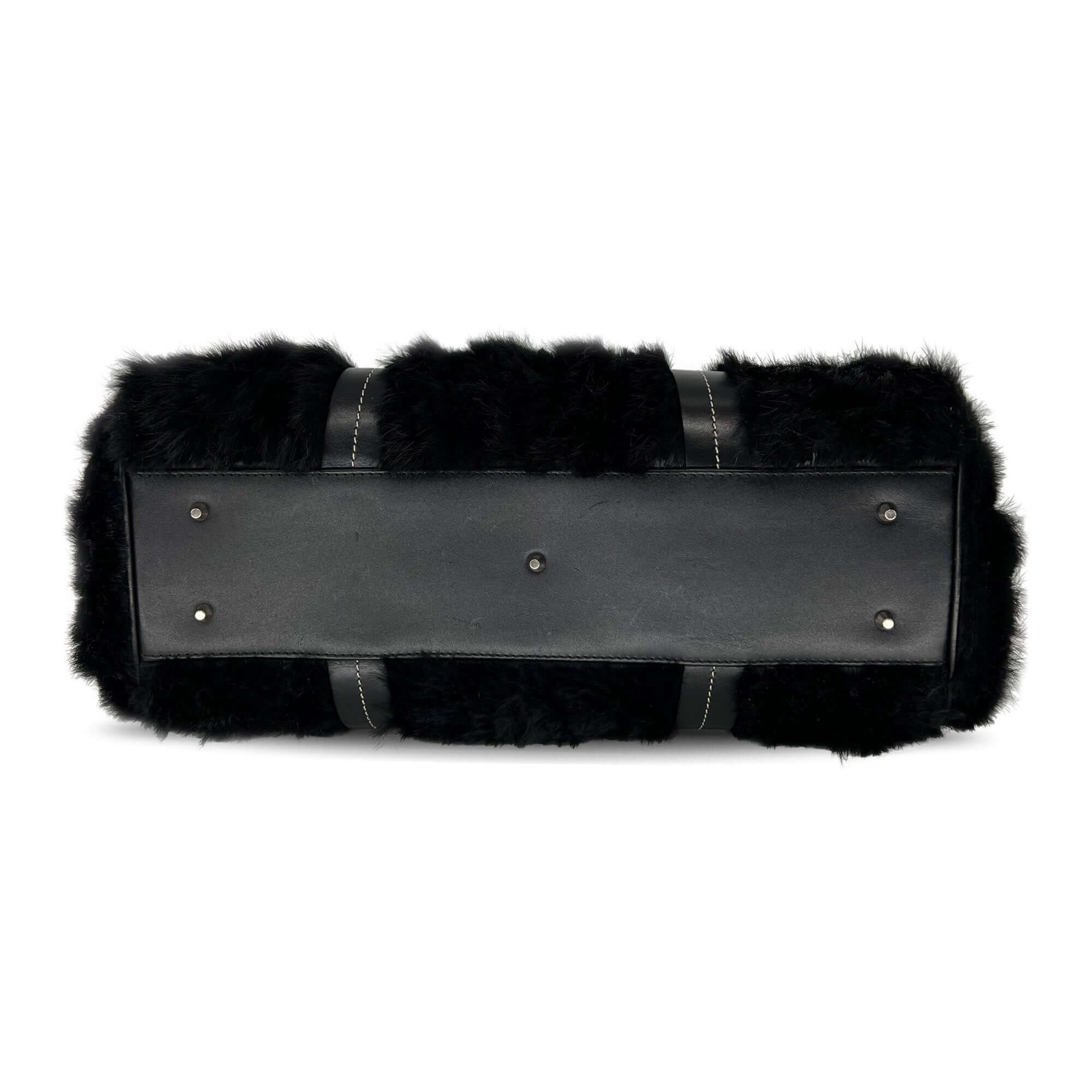Christian Dior Black Diorissimo Fur and Leather Frame satchel