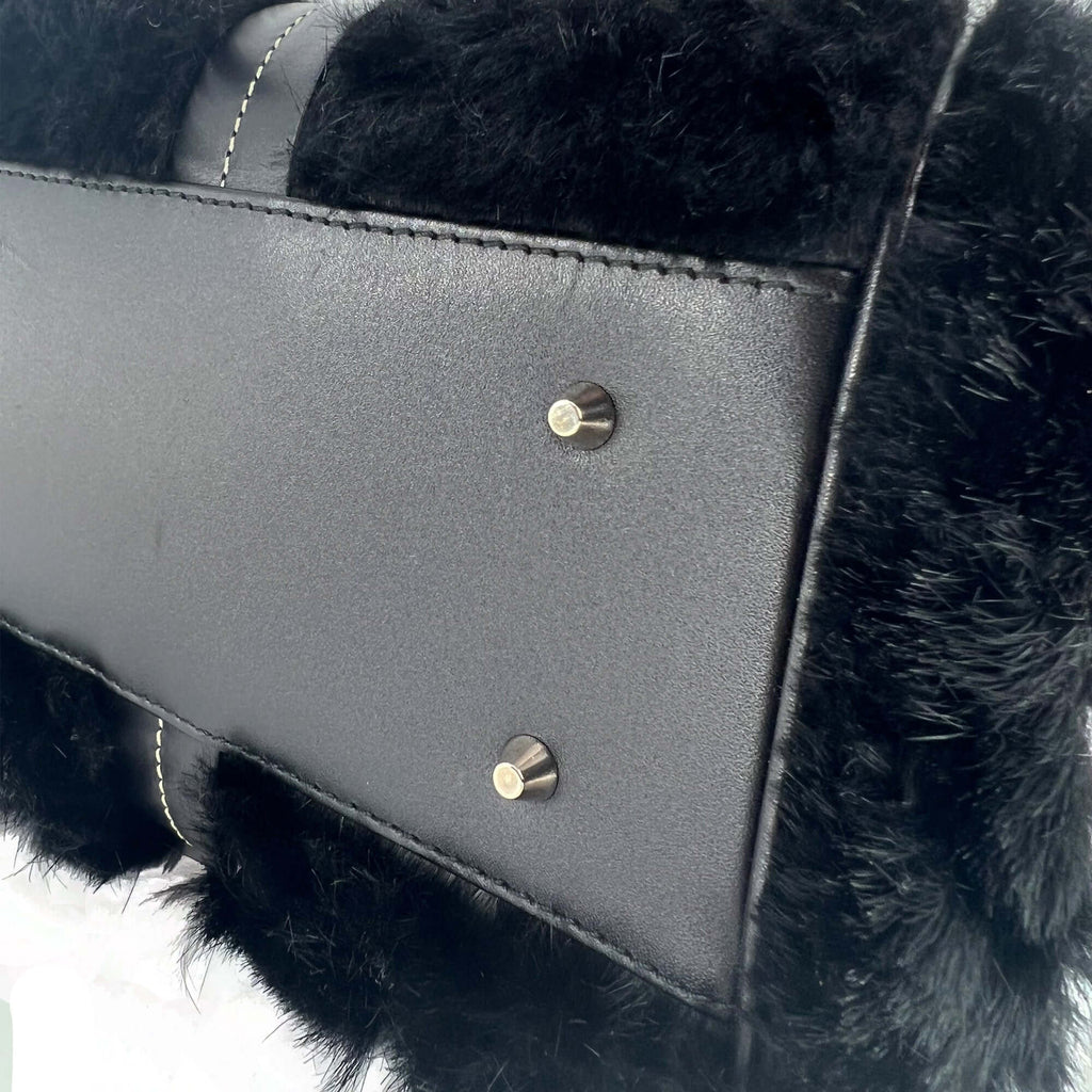 Christian Dior Black Diorissimo Fur and Leather Frame satchel