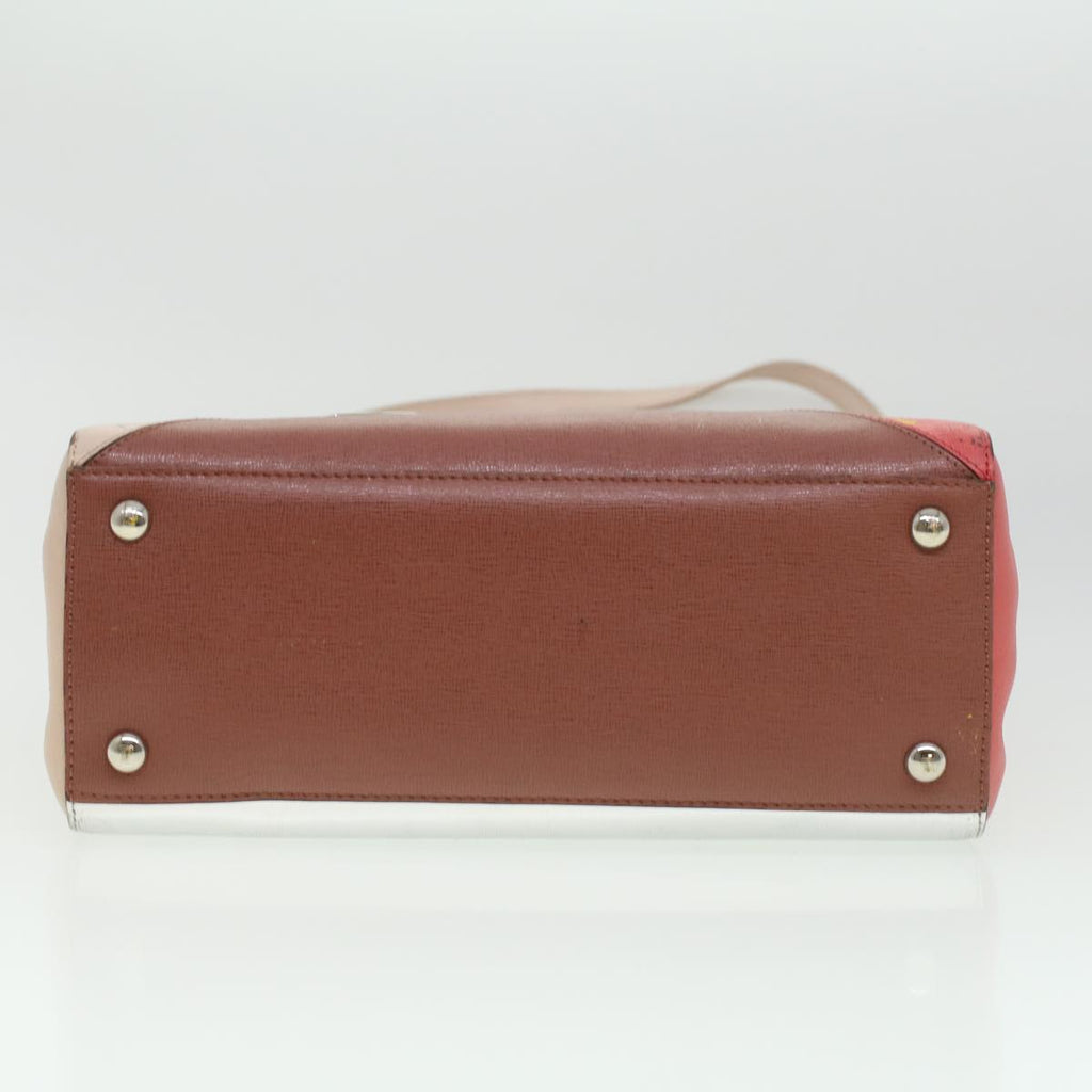 FENDI Hand Bag Leather Pink Silver beige cl260