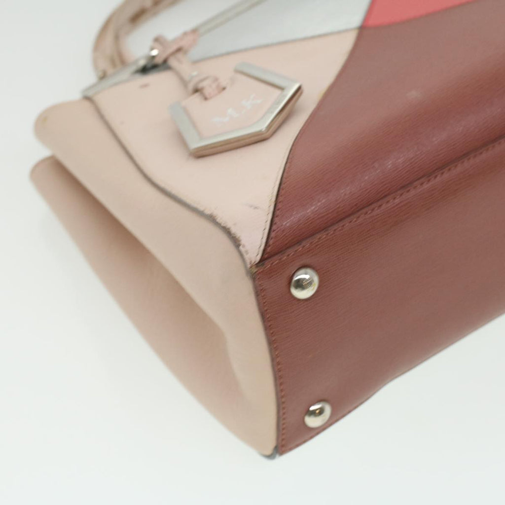 FENDI Hand Bag Leather Pink Silver beige cl260