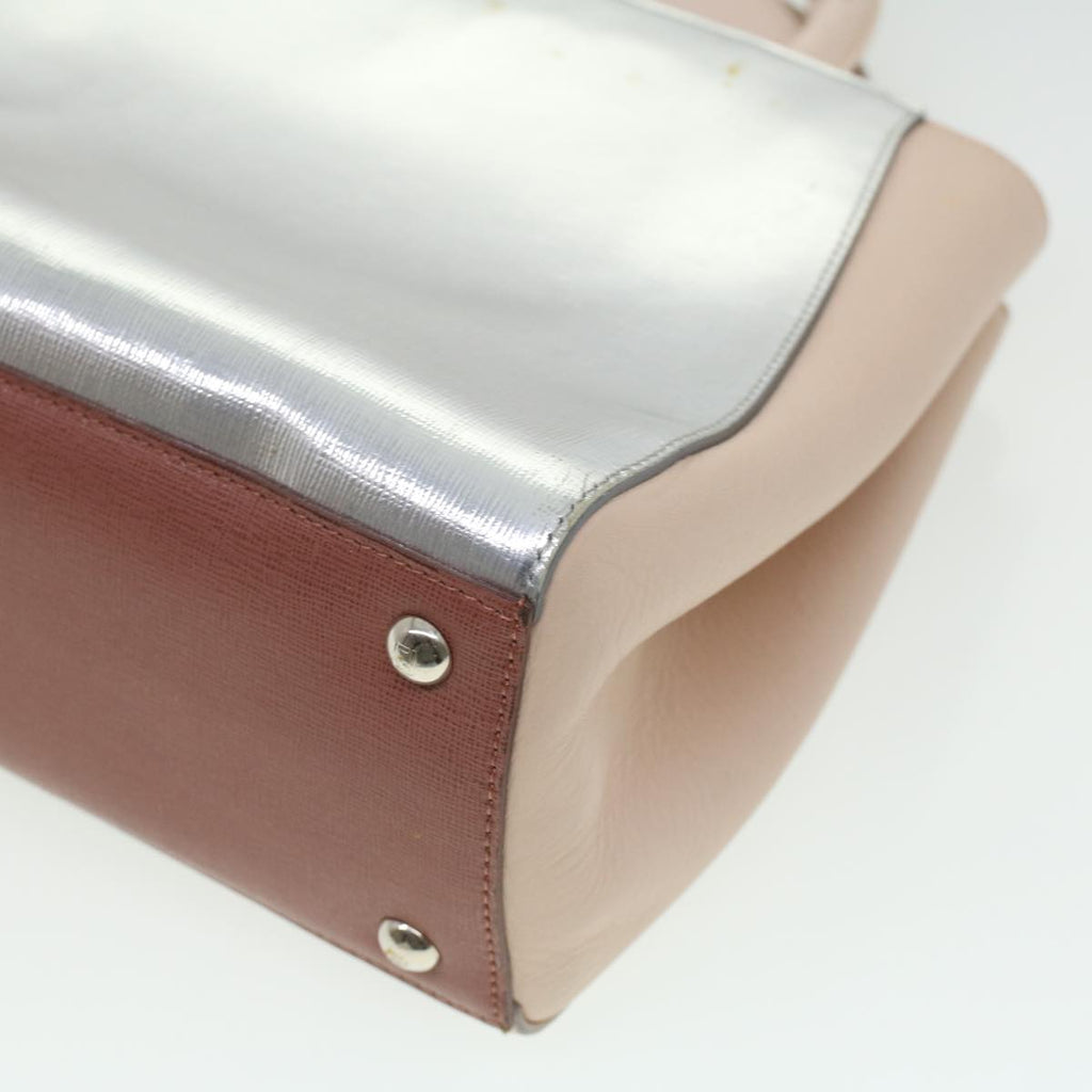 FENDI Hand Bag Leather Pink Silver beige cl260