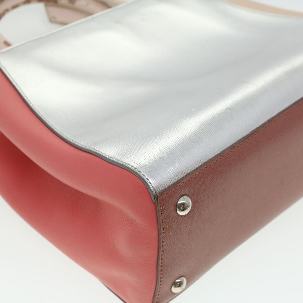 FENDI Hand Bag Leather Pink Silver beige cl260