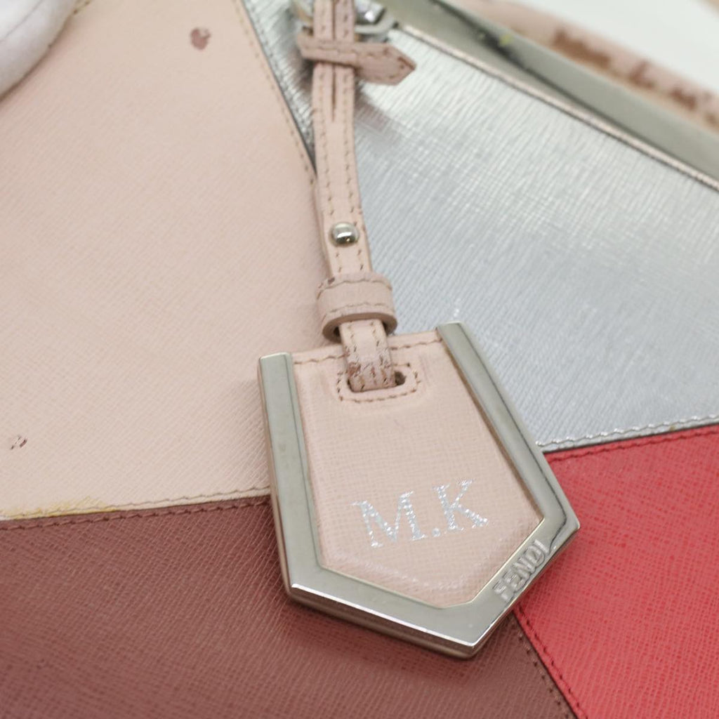 FENDI Hand Bag Leather Pink Silver beige cl260