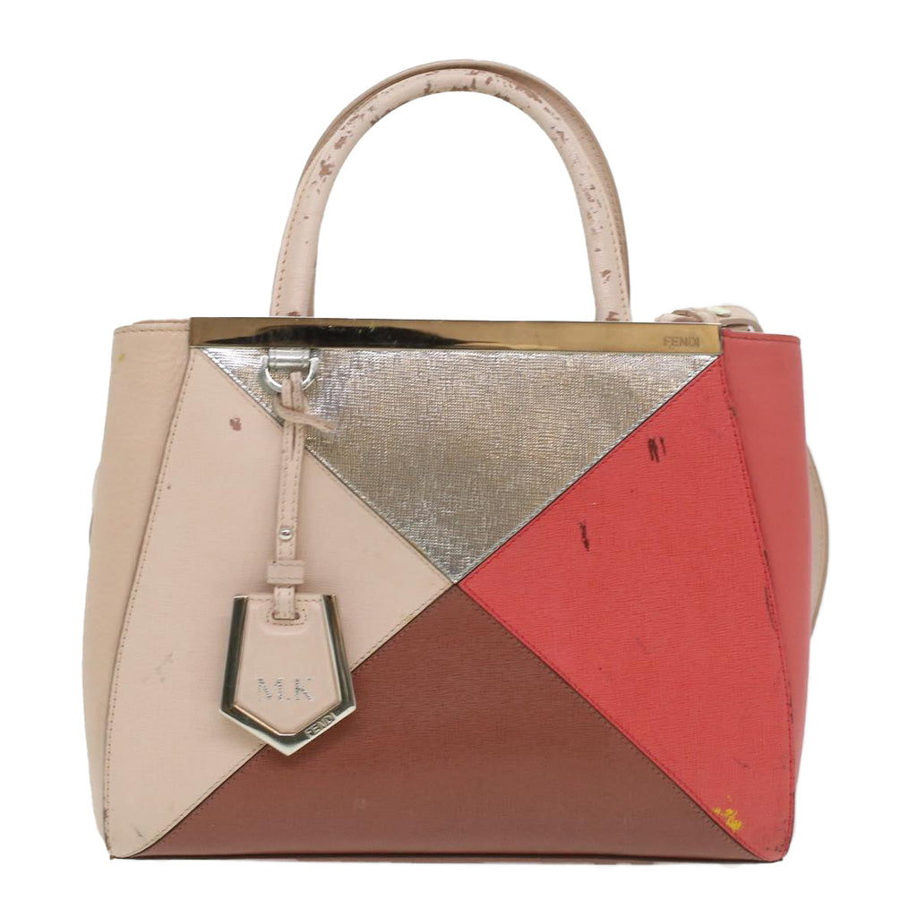 FENDI Hand Bag Leather Pink Silver beige cl260