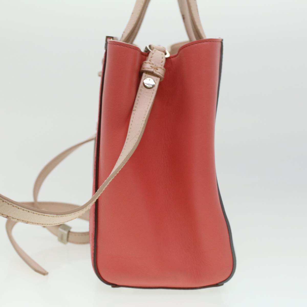 FENDI Hand Bag Leather Pink Silver beige cl260