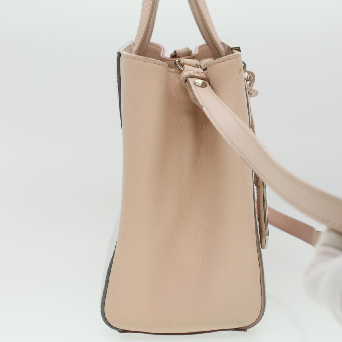 FENDI Hand Bag Leather Pink Silver beige cl260