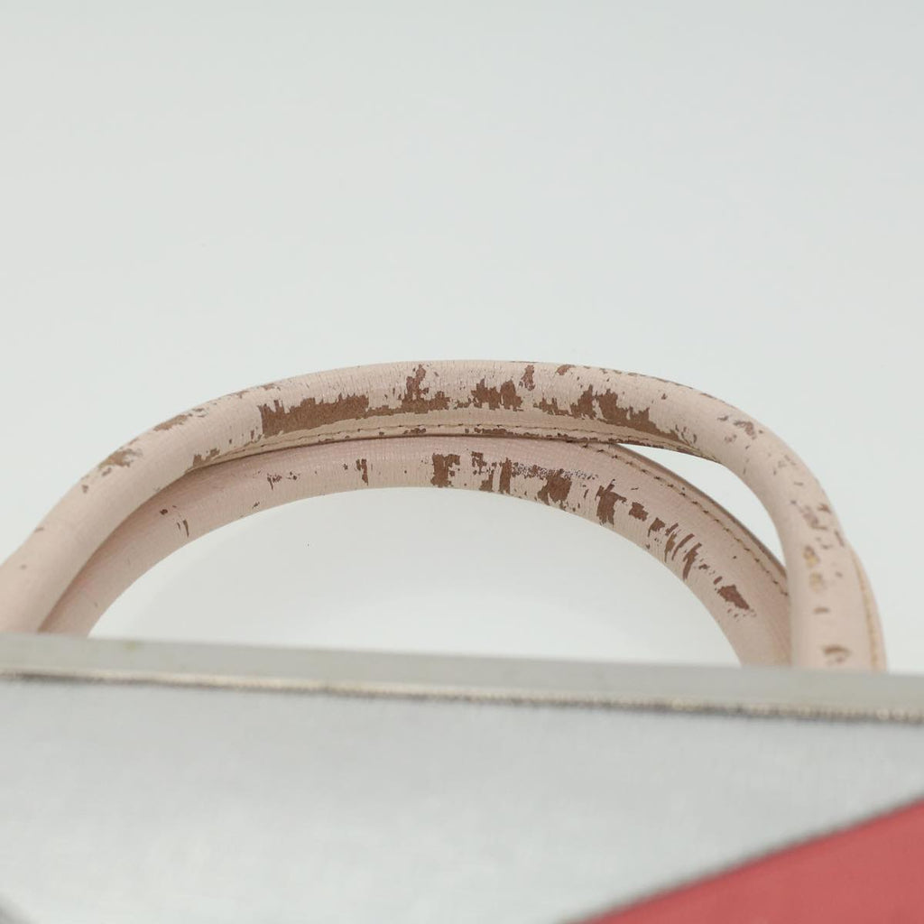FENDI Hand Bag Leather Pink Silver beige cl260