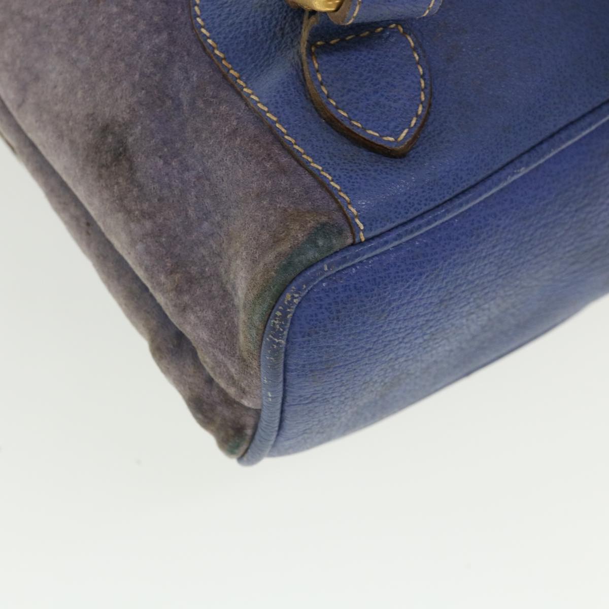 GUCCI Backpack Suede Leather Blue cl359
