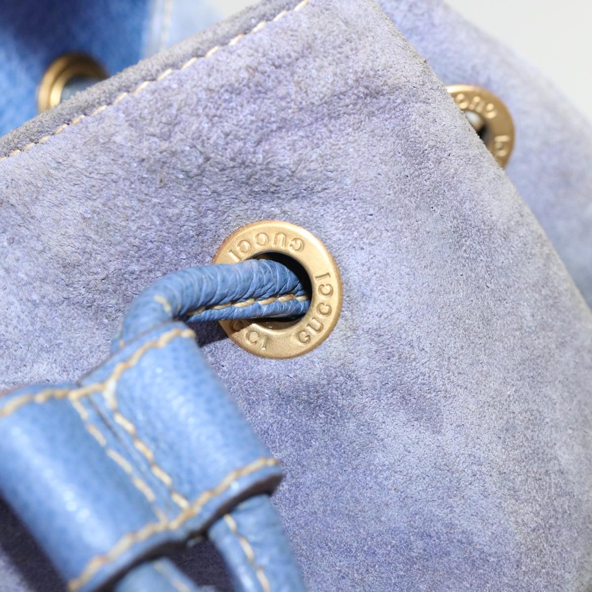 GUCCI Backpack Suede Leather Blue cl359