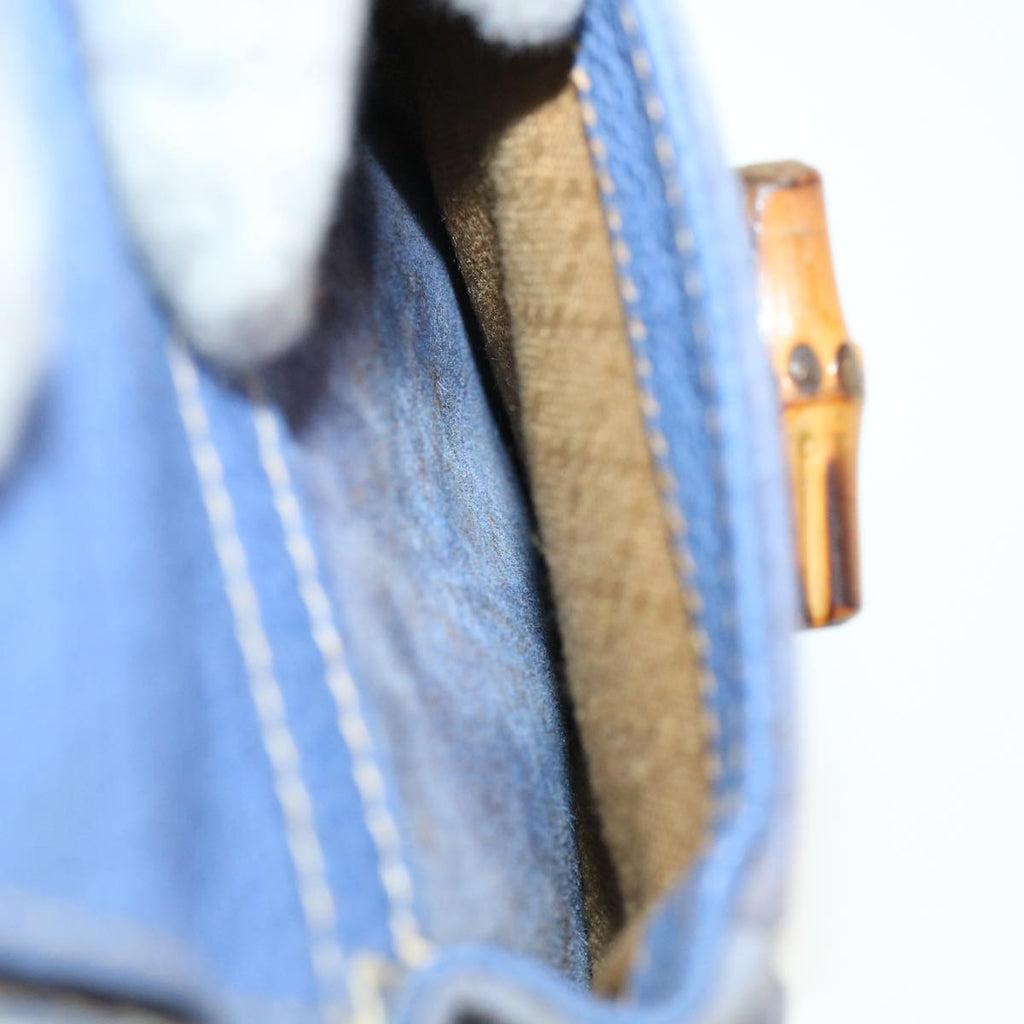 GUCCI Backpack Suede Leather Blue cl359