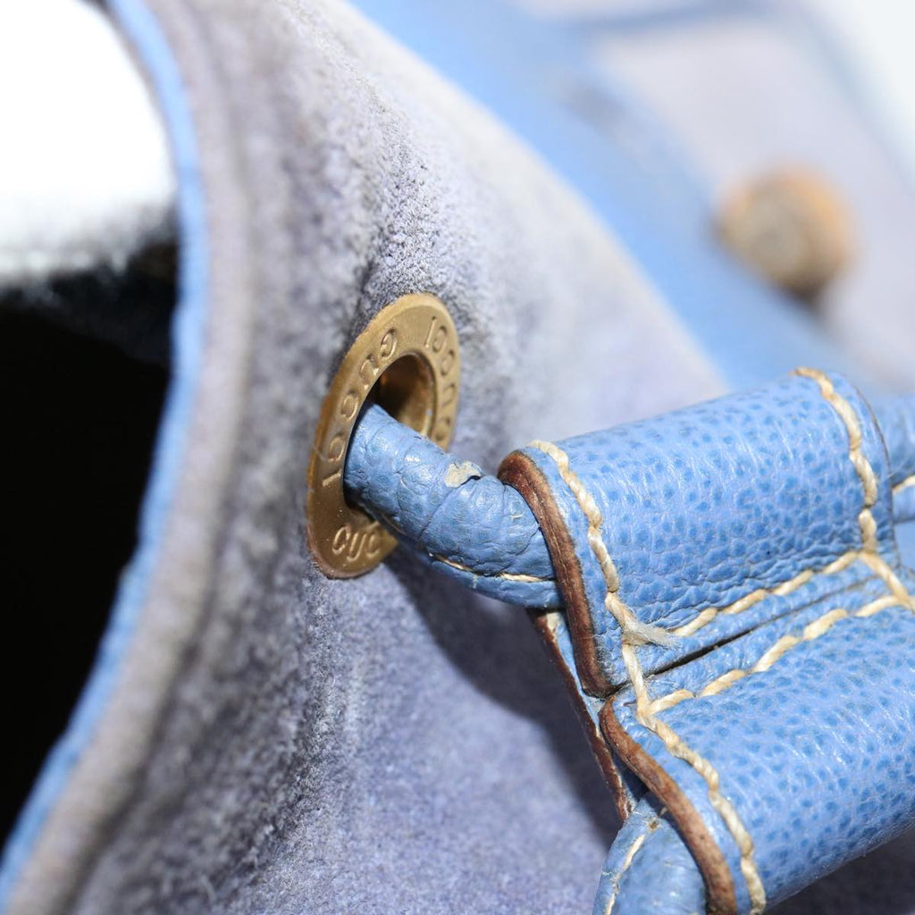 GUCCI Backpack Suede Leather Blue cl359