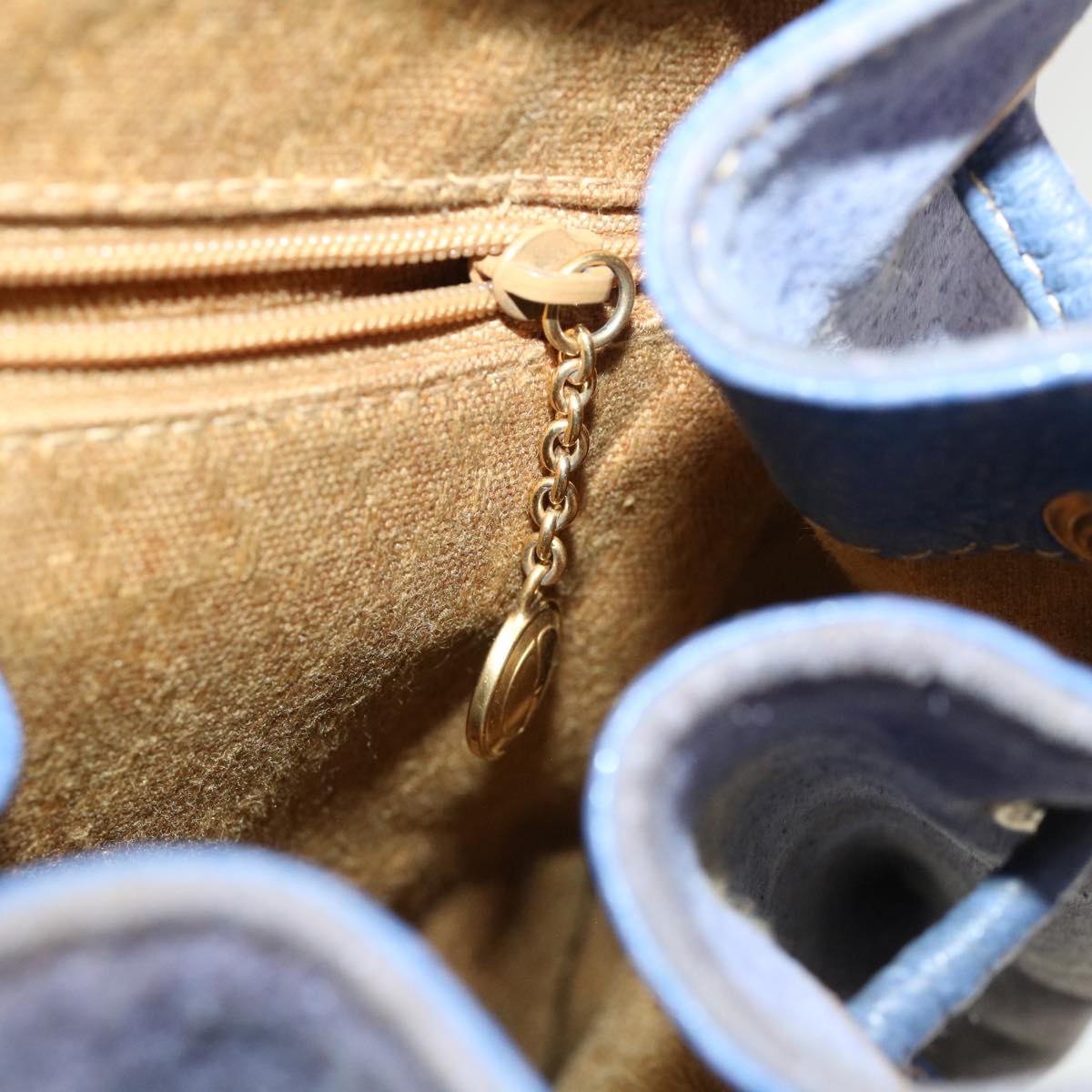 GUCCI Backpack Suede Leather Blue cl359