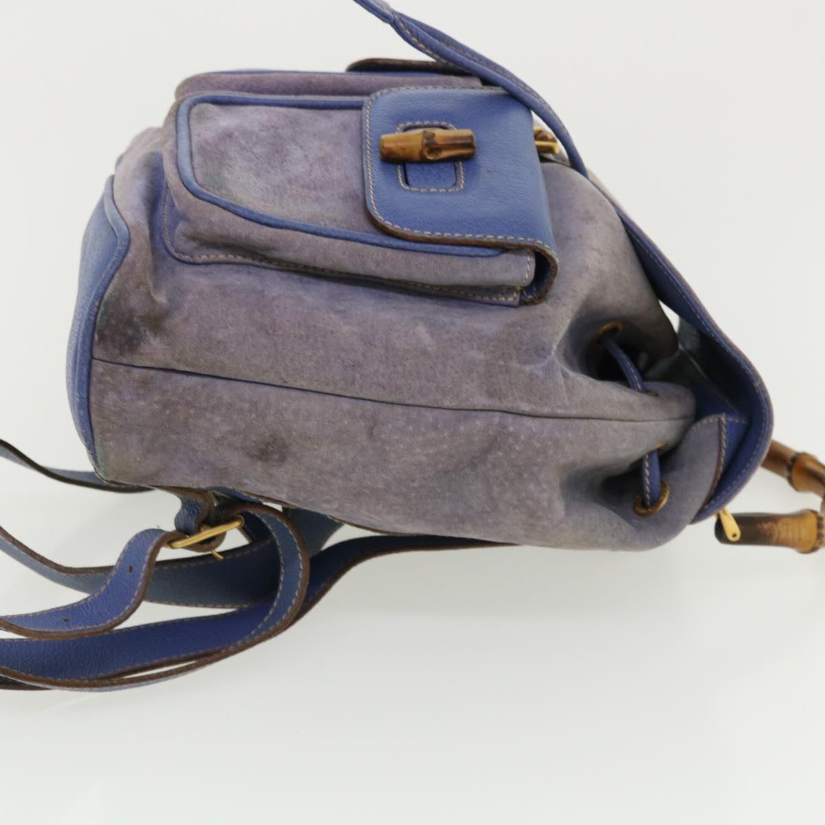 GUCCI Backpack Suede Leather Blue cl359