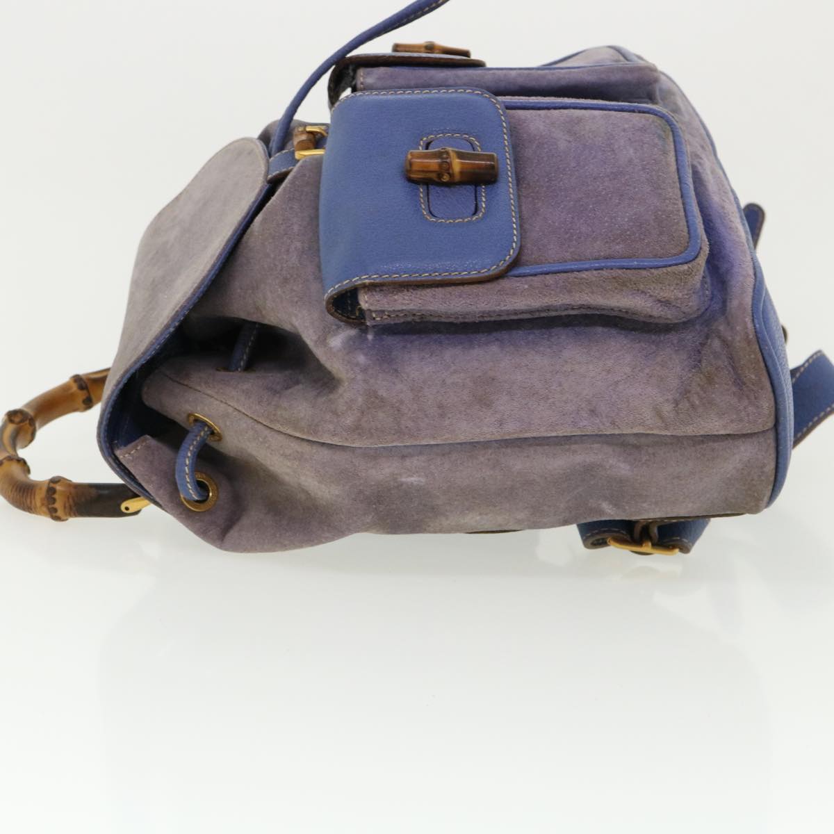 GUCCI Backpack Suede Leather Blue cl359