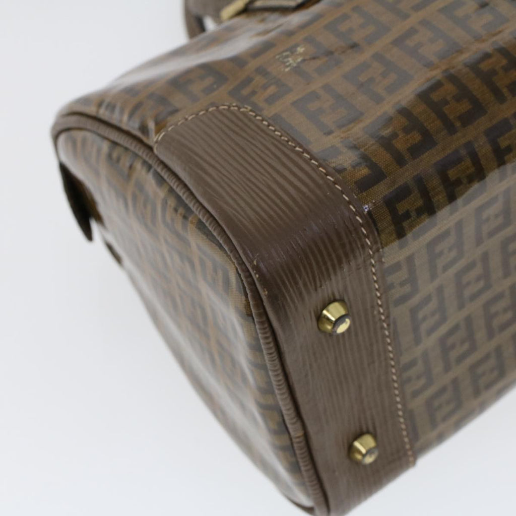 FENDI Zucchino Canvas Hand Bag Enamel Brown cl569