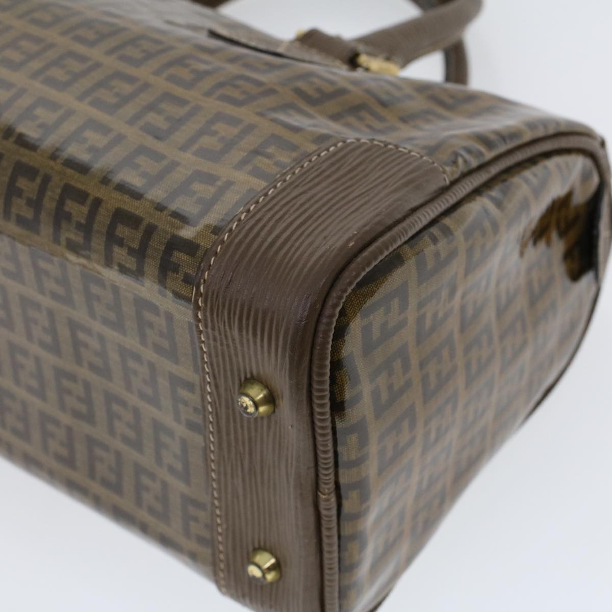 FENDI Zucchino Canvas Hand Bag Enamel Brown cl569