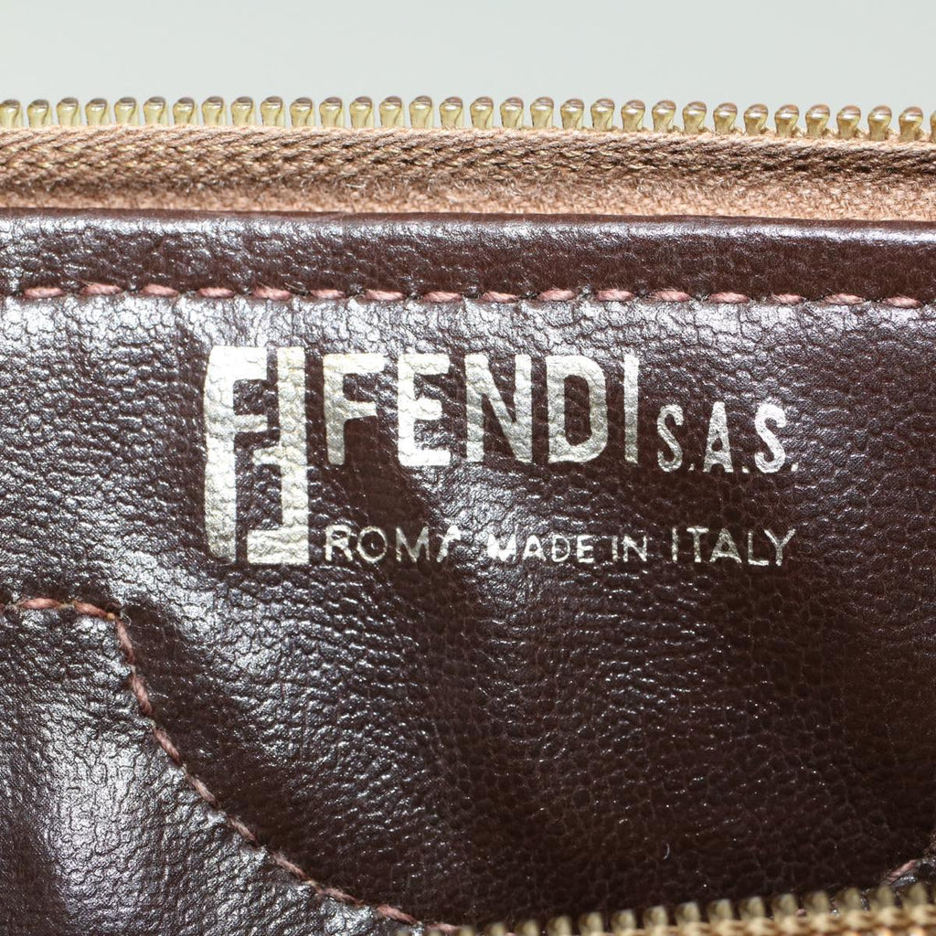 FENDI Zucchino Canvas Hand Bag Enamel Brown cl569