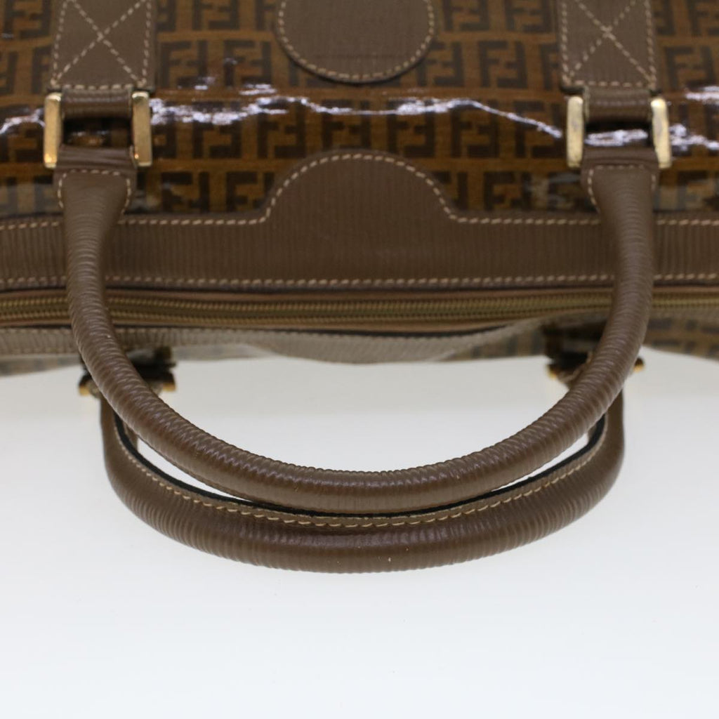 FENDI Zucchino Canvas Hand Bag Enamel Brown cl569