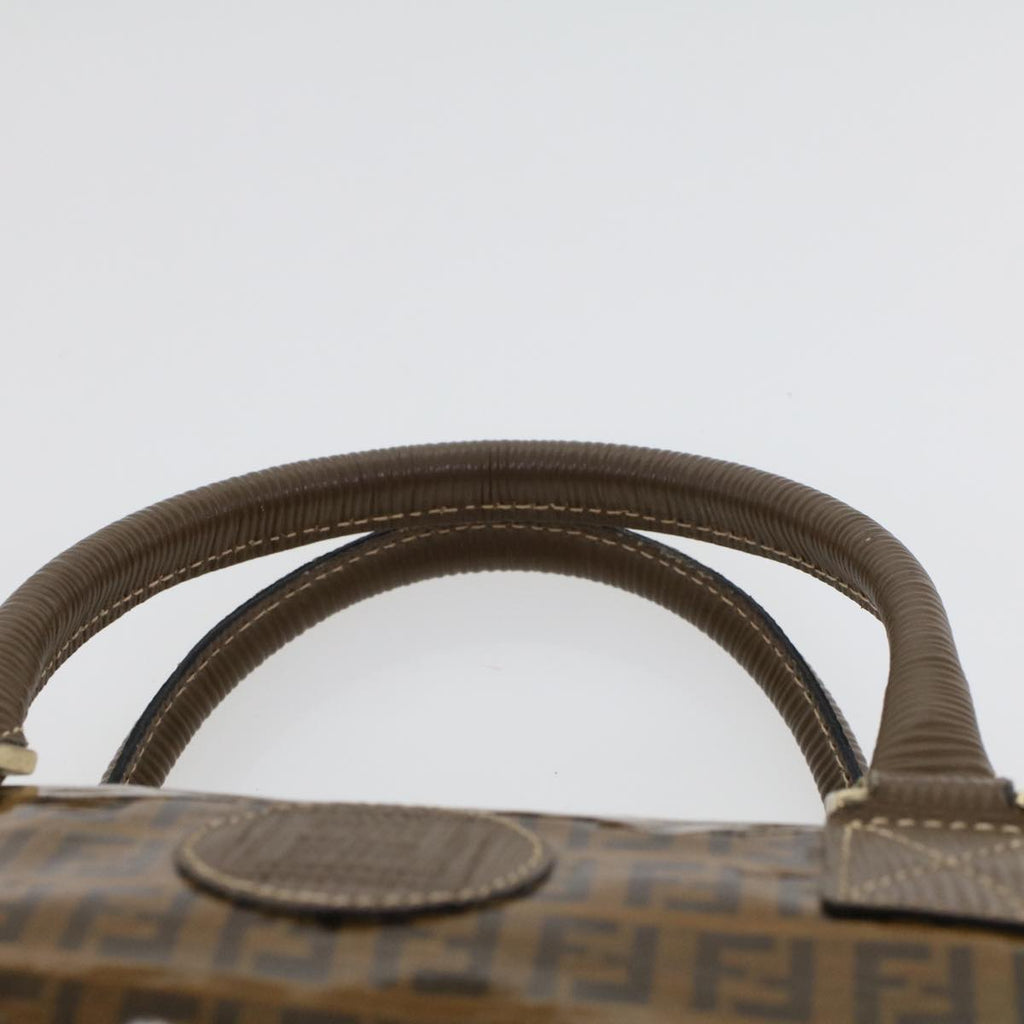 FENDI Zucchino Canvas Hand Bag Enamel Brown cl569