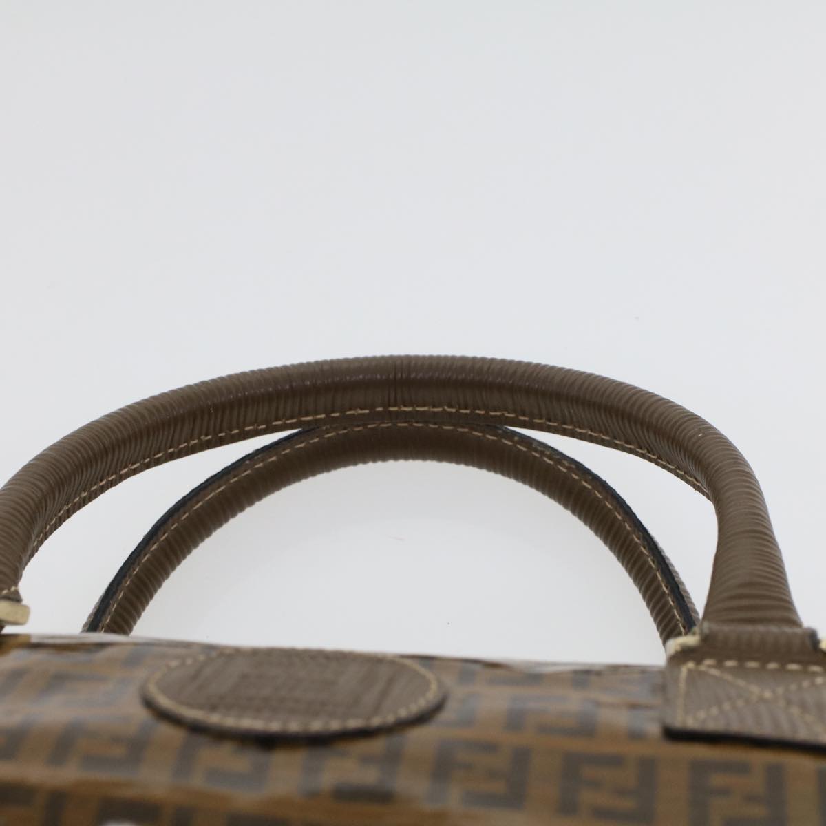 FENDI Zucchino Canvas Hand Bag Enamel Brown cl569