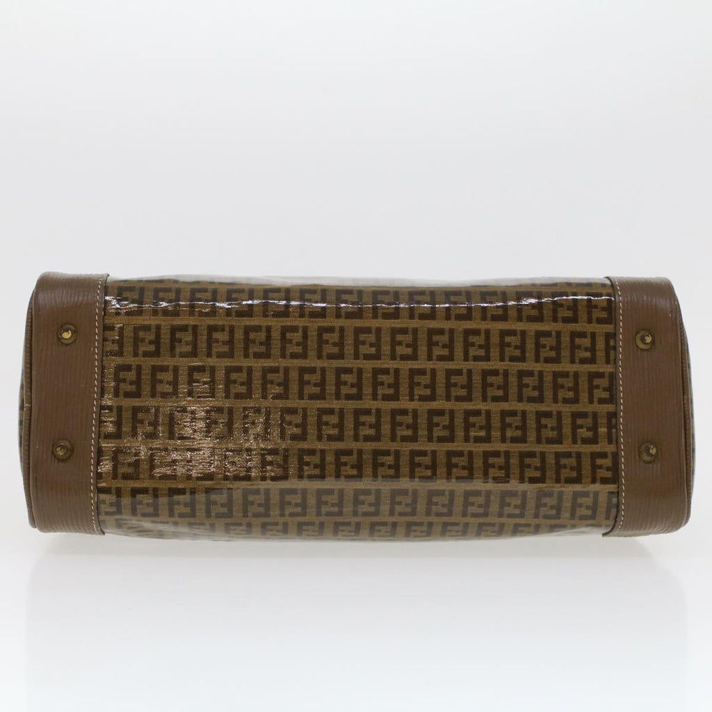 FENDI Zucchino Canvas Hand Bag Enamel Brown cl569