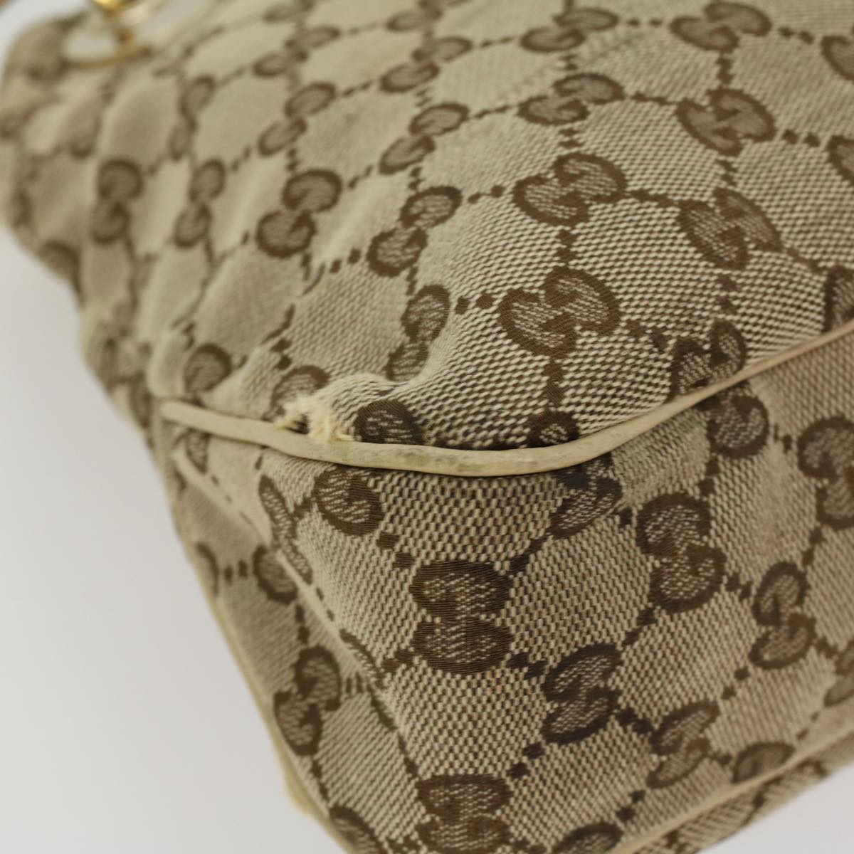 GUCCI GG Canvas Shoulder Bag Beige White 121023 cl571