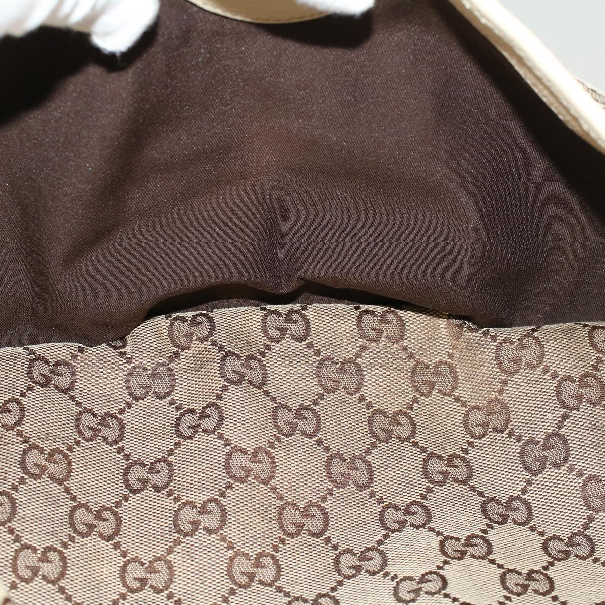 GUCCI GG Canvas Shoulder Bag Beige White 121023 cl571
