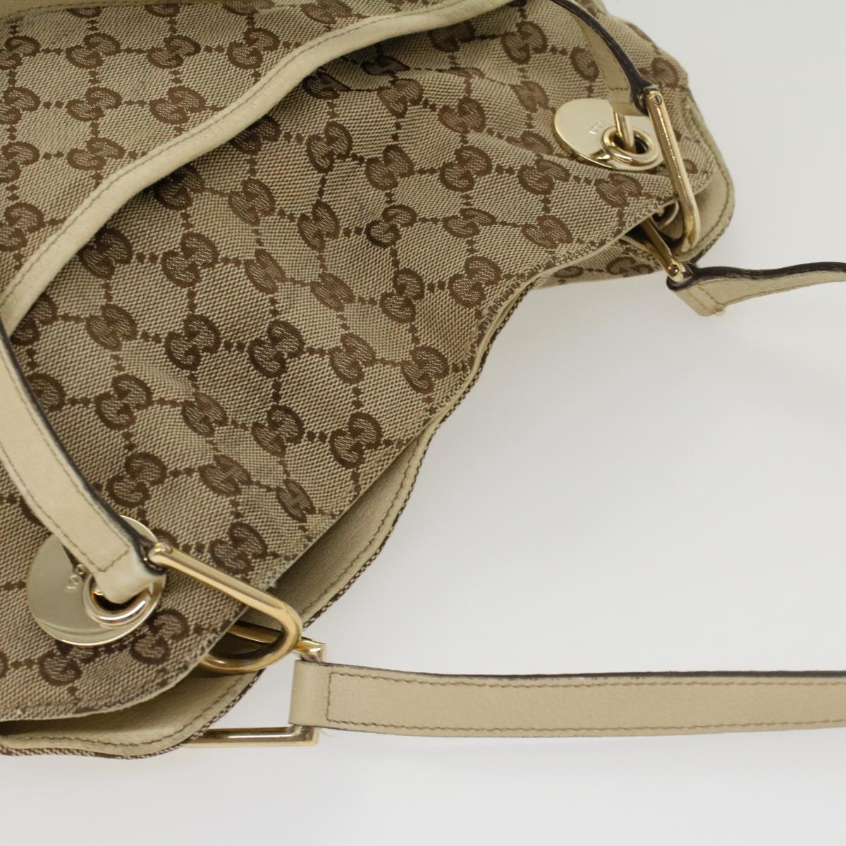 GUCCI GG Canvas Shoulder Bag Beige White 121023 cl571